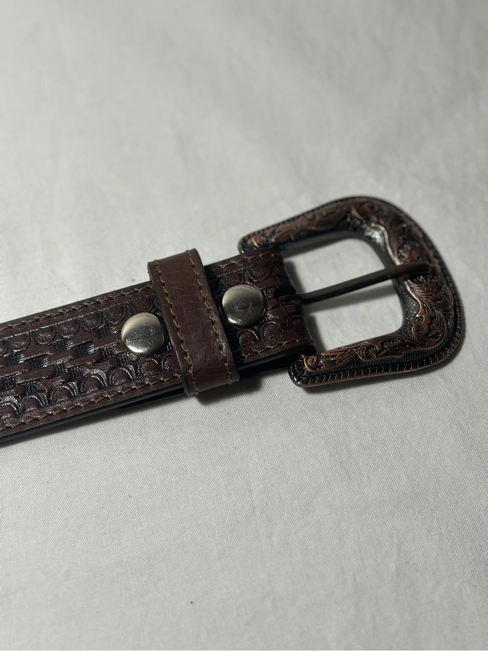 New Western Fullgrain Leather Belt Handmade by Leather Artisans Brown Size 38